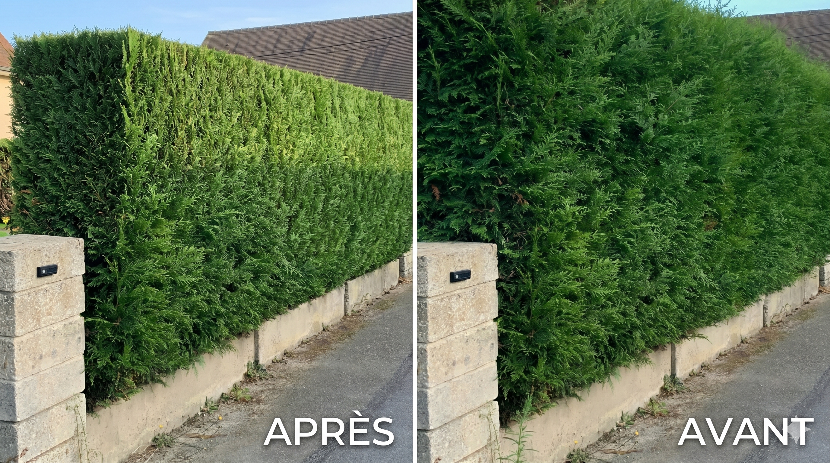 Taille de haie avant après